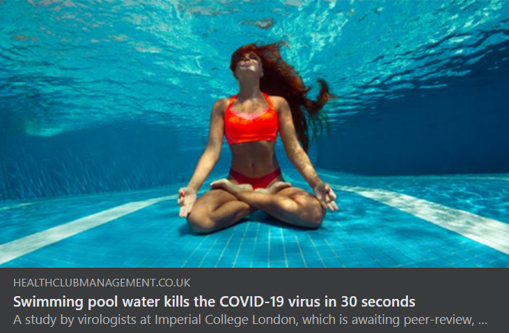 Covid overleeft niet in zwembadwater Image